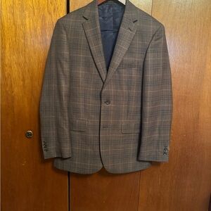 Jos. A. Bank Reserve Brown Checkered Men's Silk Wool Blend Blazer Coat size 39